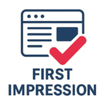 GrowWeb Studios digital marketing icon showing a laptop with a modern website design and thumbs-up symbol, representing strong first impression and professional web design services.