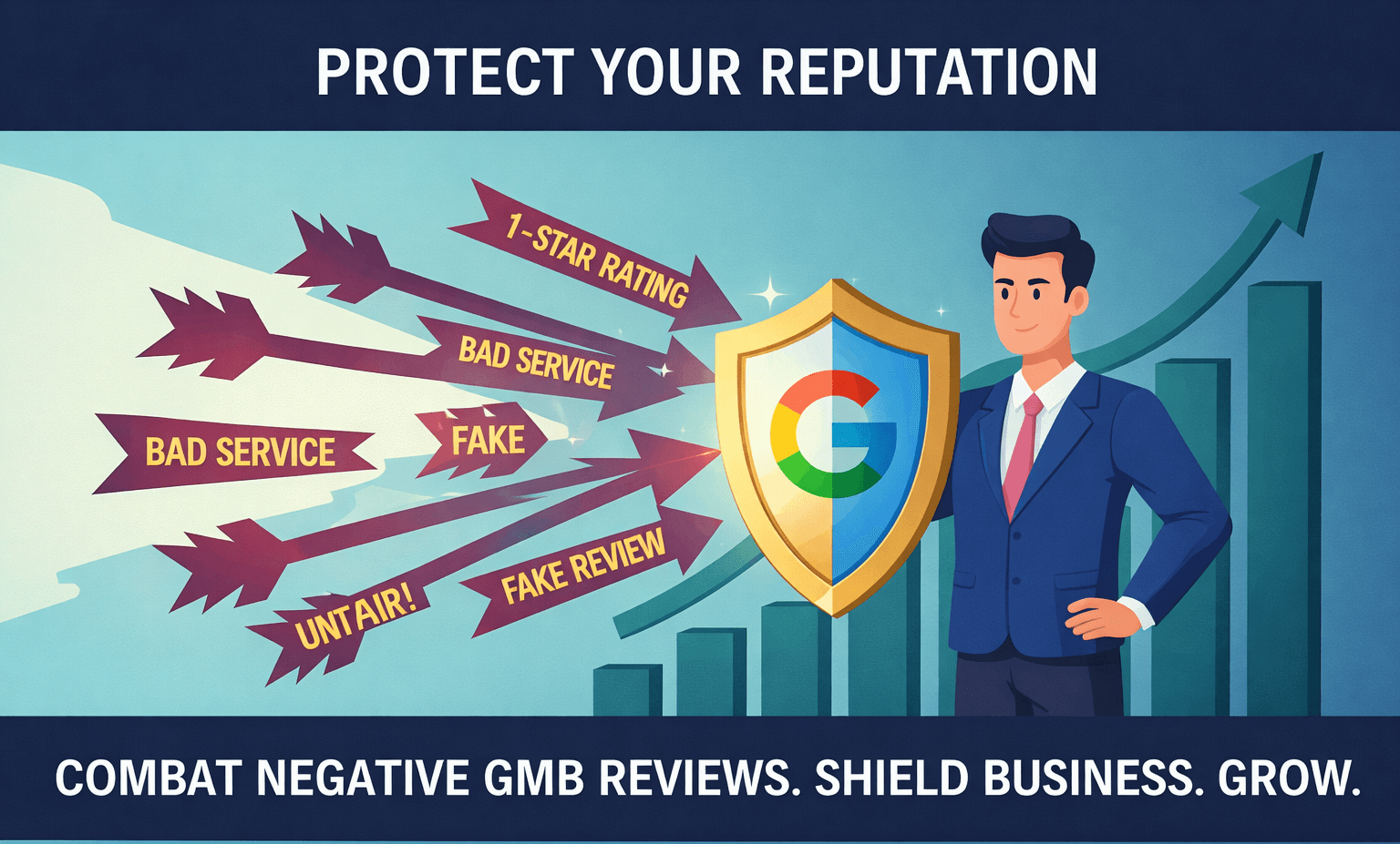 A small 3D storefront with a Google logo icon surrounded by call-to-action buttons such as “Get Directions,” “Website Clicks,” and “Call for a Free Quote,” along with a 5-star customer review saying “Found them on Google!” representing local business engagement and Google Business Profile interactions.